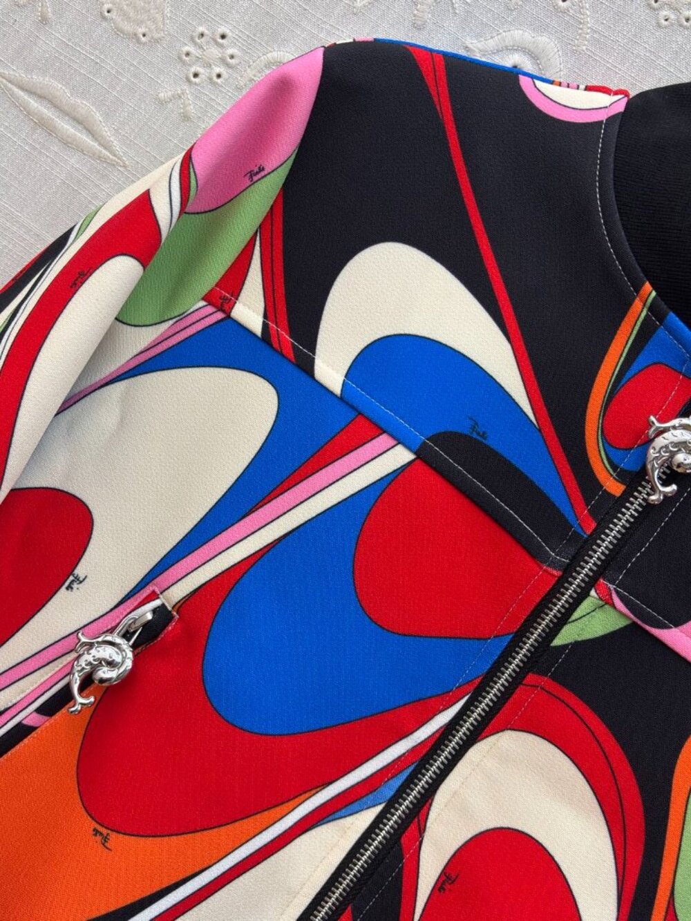 Emilio Pucci Color-Block Printed Baseball Jacket - Picture 7 of 8